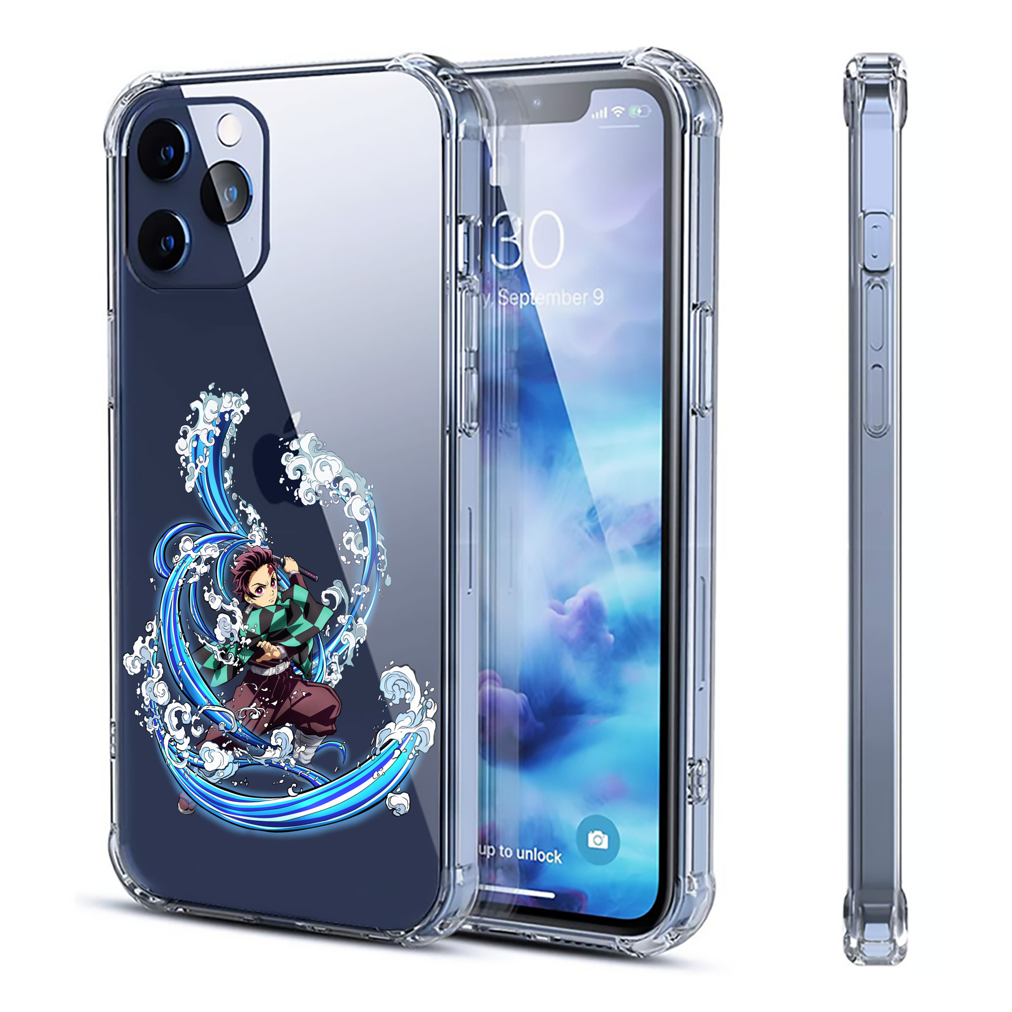 （画像用） 鬼滅の刃 竈門 炭治郎／かまど たんじろう Kamado Tanjirou 【iPhone 12シリーズ対応】透明スマホケース（クリアソフトケース）